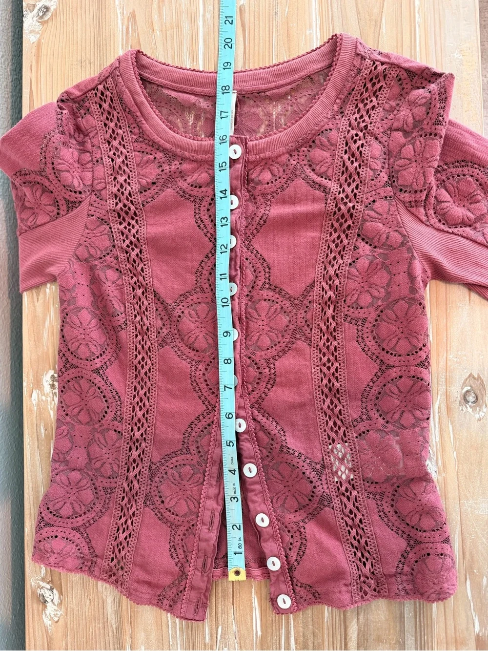 Free People Jae Sheer Crushed Berry Lace Knit Long Sleeve Top (Size Small)